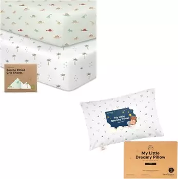 Kea 2 упаковки органических простыней для кроватки для мальчиков, девочек и мини-подушка для малышей с наволочкой — простыня для кроватки из джерси, мини-подушка My Little Dreamy 9x13, простыни для детской кроватки нейтрального цвета KeaBabies
