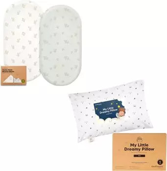 Kea 2 упаковки органических простыней для люльки для девочек, мальчиков и мини-подушек для малышей с наволочкой. Матрасные простыни для люльки из 9X13-100% хлопка, совместимые с поворотной спальной кроваткой Halo. KeaBabies