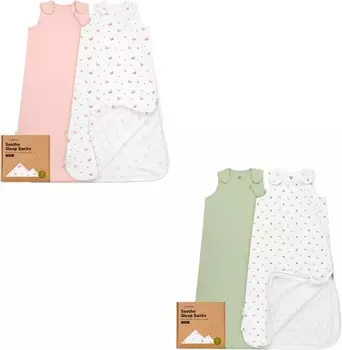 Kea 2 упаковки органических спальных мешков для младенцев, 100% хлопок и детский спальный мешок — носимое детское одеяло, спальный мешок для младенцев, пеленальный мешок для малышей, спальный мешок для новорожденных KeaBabies