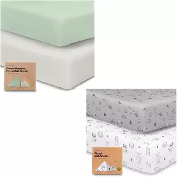 Kea 2 упаковки простыней для кроватки для мальчиков и девочек и 2 упаковки органических простыней для кроватки для мальчиков и девочек - 2 упаковки простыней для детской кроватки из джерси KeaBabies