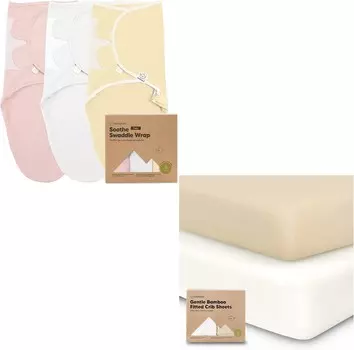 Kea 3 комплекта пеленальных мешков для новорожденных на молнии и 2 комплекта простыней для кроватки для мальчиков и девочек - Пеленальный мешок для новорожденных - Простыня для кроватки из трикотажа KeaBabies