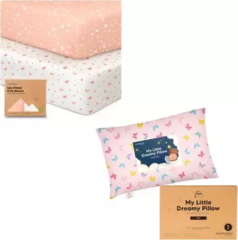 Kea Babies, 2 комплекта бамбуковых вискозных простыней для кроватки для мальчиков, девочек и мини-подушка для малышей с наволочкой — 2 комплекта простыней для кроватки из джерси, мини-подушка My Little Dreamy 9x13 KeaBabies