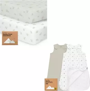 Kea Babies 2 комплекта органических простыней для кроватки и 2 комплекта органических спальных мешков KeaBabies