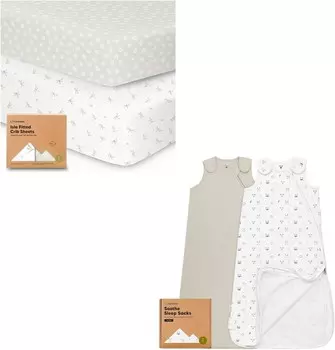 Kea Babies 2 комплекта простыней для детской кроватки из бамбука и вискозы и 2 комплекта органических спальных мешков, органические простыни для детской кроватки из 100% хлопка для малышей, переносное одеяло для детского спального мешка KeaBabie...