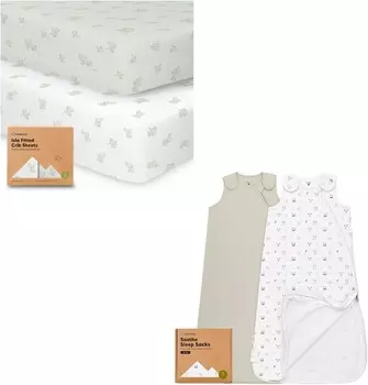 Kea Babies 2 комплекта простыней для детской кроватки из бамбука и вискозы и 2 комплекта органических спальных мешков, органические простыни для детской кроватки из 100% хлопка для малышей, переносное одеяло для детского спального мешка KeaBabie...