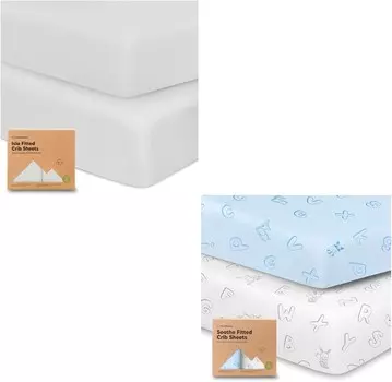 Kea Babies 2 комплекта простыней для детской кроватки из бамбука и вискозы и 2 комплекта органических простыней для кроватки — органические простыни для детской кроватки по размеру для малышей KeaBabies