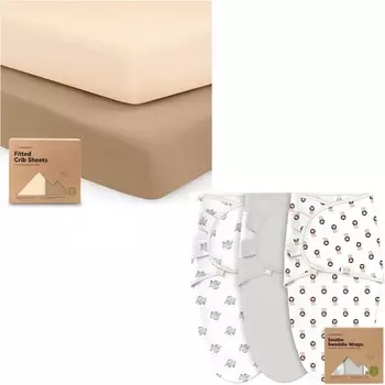 Kea Babies 2 упаковки органических простыней для кроватки для мальчиков и девочек и 3 упаковки органических детских пеленальных мешков - Простыня для кроватки из трикотажа KeaBabies