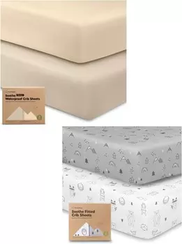 Kea Bbaies 2 водонепроницаемых простыня для кроватки и 2 упаковки простыней для кроватки — хлопок 52X28, нейтральные защитные простыни для кроватки — мягкие и дышащие простыни для кроватки для мальчиков и девочек KeaBabies