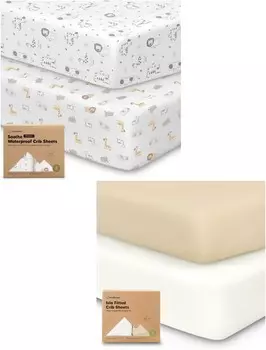 Kea Bbaies Комплект из 2 водонепроницаемых простыней для кроватки и 2 комплекта простыней для детской кроватки для мальчиков и девочек — хлопок 52X28 KeaBabies