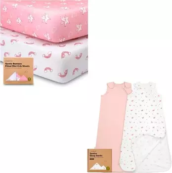 Kea Детские мини-простыни для кроватки из 2 штук и Kea Детский спальный мешок для младенцев 18–24 месяцев — комплект простыней Pack and Play KeaBabies
