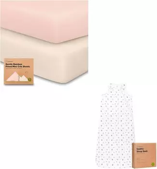 Kea Детские мини-простыни для кроватки из 2 штук и Kea Детский спальный мешок для младенцев 18–24 месяцев — комплект простыней Pack and Play KeaBabies