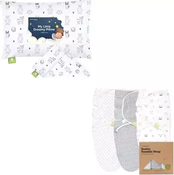 Kea Наволочка для малышей для подушек 13X18 и 3 упаковки детских пеленальных мешков - Наволочка для малышей для мальчиков и детей - 3 упаковки пелен для новорожденных 0–3 месяцев - Эргономичные мешки для сна KeaBabies, White