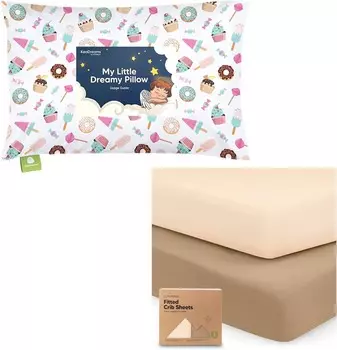 Kea Подушка для малышей с наволочкой и двумя комплектами простыней для кроватки для мальчиков и девочек — Подушка My Little Dreamy 13x18 — Простыня для детской кроватки из джерси, Простыни для детской кроватки нейтрального цвета KeaBabies