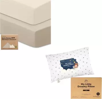 Kea Водостойкие простыни для кроватки для мальчиков, девочек и мини-подушка для малышей с наволочкой — комплект из 2 простыней для кроватки, водонепроницаемая защита матраса для кроватки — мини-подушка My Little Dreamy 9x13 KeaBabies
