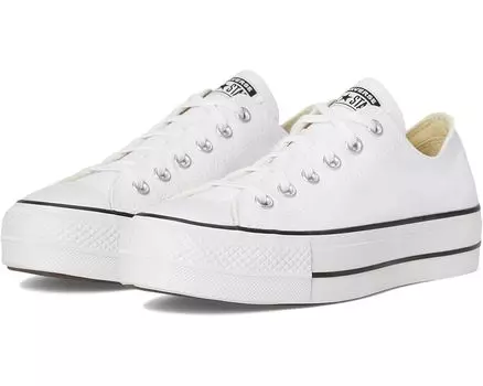 Кеды Converse Chuck Taylor All Star Low Top Platform Leather Sneaker, цвет White/Black/White