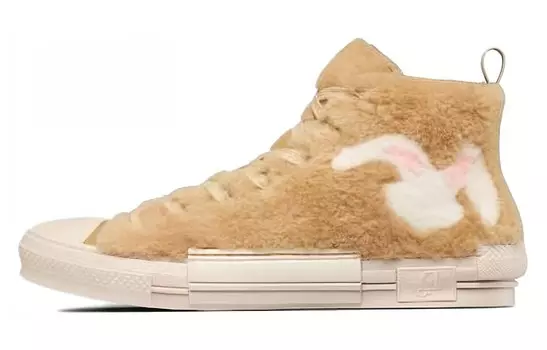 Кеды Dior B23 High Top Shearling With Rabbit Motif, бежевый
