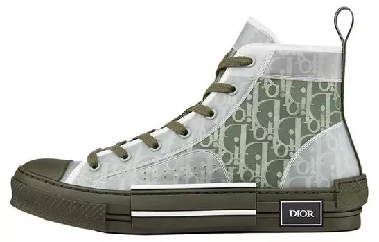 Кеды Dior B23 Olive Oblique Canvas, зеленый / белый