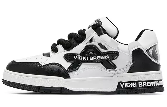 Кеды, Джинсы Скейтборд Обувь Унисекс Низкий Топ Vicki Brown, черный/белый