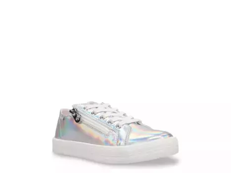 Кеды Keds Kara Zipper Sneaker - детские, серебристые переливающиеся