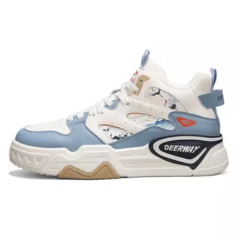 Кеды мужские, Обувь для скейтборда Мужская с высоким верхом Deerway, цвет White Sky Blue