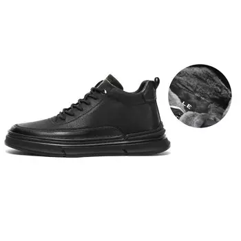 Кеды мужские, Обувь для скейтборда Мужская с высоким верхом Belle, цвет Black Fleece-lined