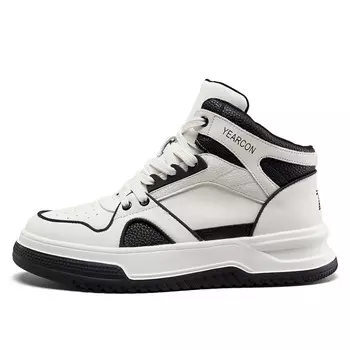 Кеды мужские, Обувь для скейтборда Мужская с высоким верхом Yearcon, белый/черный