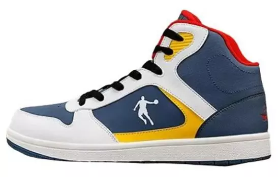 Кеды мужские, Обувь для скейтборда Мужская с высоким верхом Qiaodan, цвет Coast Blue / White