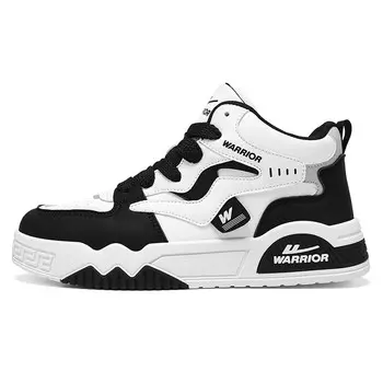 Кеды мужские, Обувь для скейтборда Мужская с высоким верхом Warrior, белый/черный