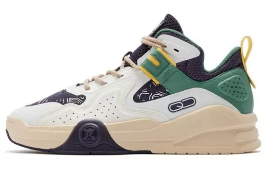 Кеды мужские, Обувь для скейтборда Мужская с высоким верхом Qiaodan, слоновая кость/фиолетовый