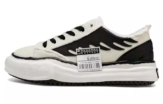 Кеды мужские, обувь для скейтбординга низкая белый/черный Cabbeen