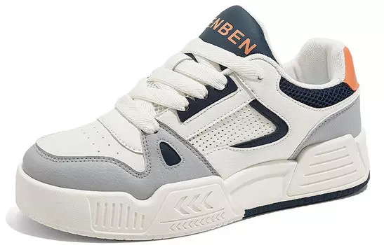 Кеды мужские, обувь для скейтбординга низкая бежевый/синий Renben