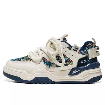 Кеды мужские, обувь для скейтбординга низкая бежевый/темно-синий Warrior