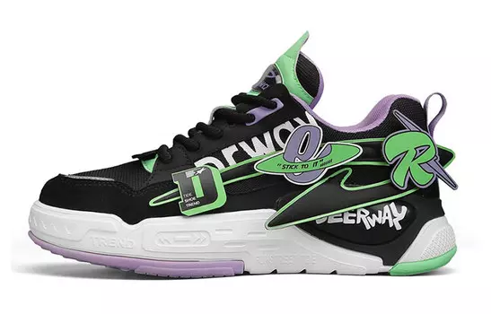 Кеды мужские, обувь для скейтбординга низкая черный/зеленый Deerway