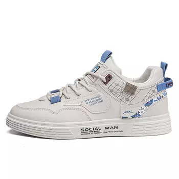 Кеды мужские, обувь для скейтбординга низкая M.M Party, бежевый/синий