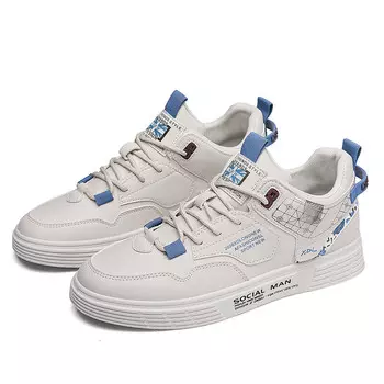 Кеды мужские, обувь для скейтбординга низкая M.M Party, белый/синий