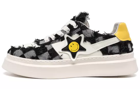 Кеды мужские, обувь для скейтбординга низкая Smiley, черный/белый