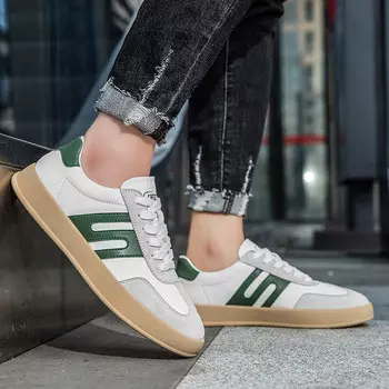 Кеды мужские, обувь для скейтбординга низкая Tomay, белый/зеленый