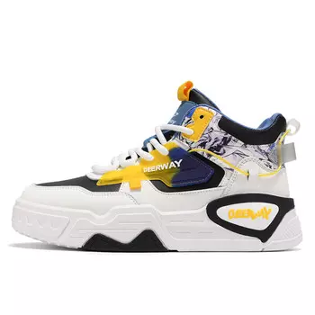 Кеды мужские, обувь для скейтбординга средняя высота Deerway, цвет Black/White Yellow