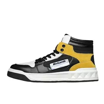 Кеды мужские, обувь для скейтбординга средняя высота Kolumb, белый/черный