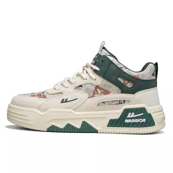 Кеды мужские, обувь для скейтбординга средняя высота Warrior, бежевый/зеленый