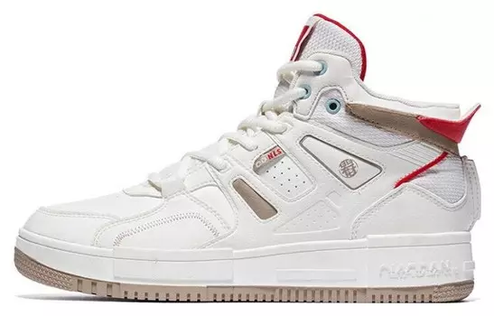 Кеды мужские, обувь для скейтбординга высокая белый/коричневый/красный Qiaodan