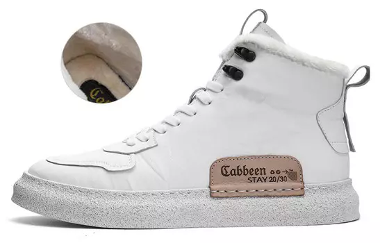 Кеды мужские, обувь для скейтбординга высокая белый Cabbeen