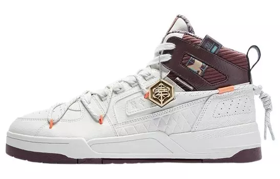 Кеды мужские, обувь для скейтбординга высокая белый/коричневый Qiaodan