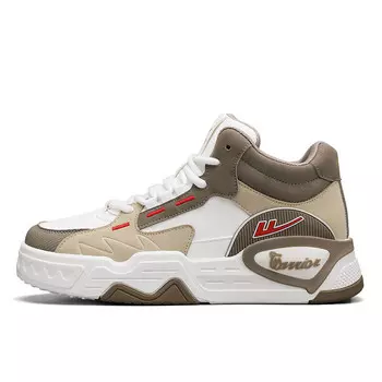 Кеды мужские, обувь для скейтбординга высокая бежевый/белый/коричневый Warrior