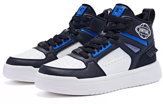 Кеды мужские, обувь для скейтбординга высокая черный/слоновая кость Qiaodan