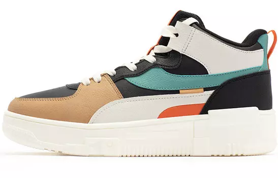 Кеды мужские, обувь для скейтбординга высокая с черным верхом/овсяное молоко 361°