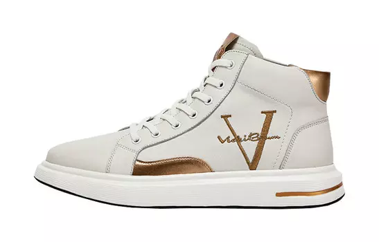 Кеды мужские, обувь для скейтбординга высокая с белым золотом Vicki Brown