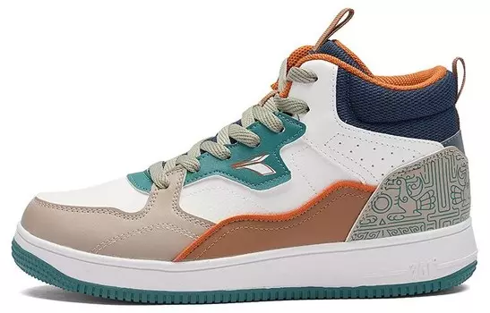 Кеды мужские, обувь для скейтбординга высокая серый/коричневый/белый 361°