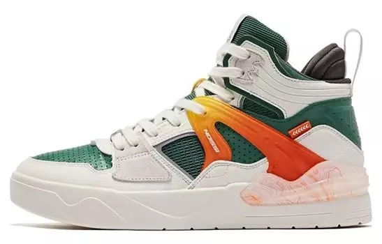 Кеды мужские, обувь для скейтбординга высокая зеленый/оранжевый Qiaodan