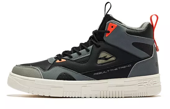 Кеды мужские, Скейтборд обувь мужчины с высоким верхом это черный и холодный серый Erke